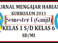 Jurnal Mengajar K13 Kelas 1 s-d Kelas 6 SD/MI Semester Ganjil