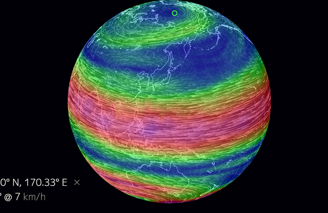 風の流れが視覚的に見れるサイト「earth:」が面白い【n】　地球の風をビジュアル化