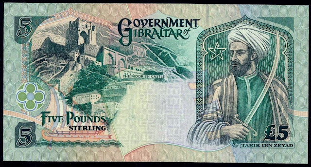 طارق بن زياد على ورقة نقدية بجبل طارق