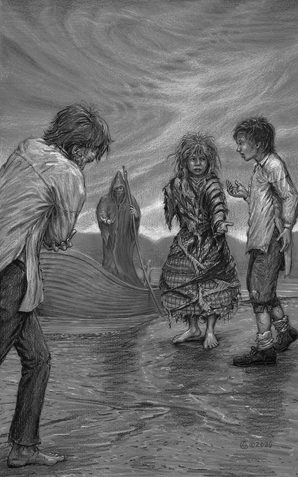 "He Awaits Payment": click here to purchase the original drawings by Alan M. Clark
