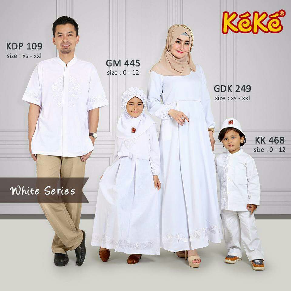 Koleksi terbaru busana muslim sarimbit keluarga KEKE White 