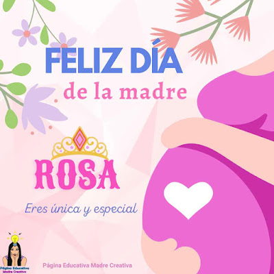 Pin Feliz Día de la Madre nombre Rosa para imprimir