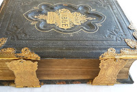 large hard bound family bible, Henry and Evelyn Laing, Otautau Museum