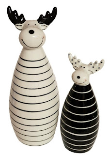 Ein Elch aus Keramik in einer Optik Schwarz/Weiß zu Weihnachten, Ihre Weihnachtsdeko