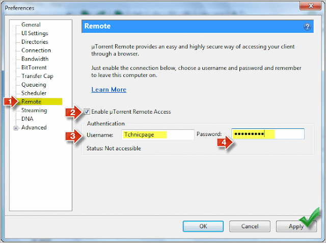 remote utorrent settings