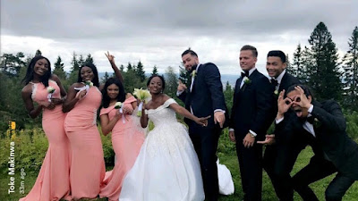 See The Faces Of Toke Makinwa's Sister & Her Oyinbo Hubby At Their Wedding In Norway 