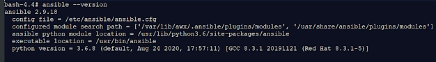 Checking ansible version from awx container