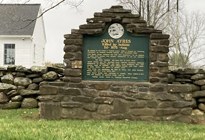 This monument on Foster Hill Road, West Brookfield, notes the death of John Ayers in 1675 during the "Siege of Brookfield"..