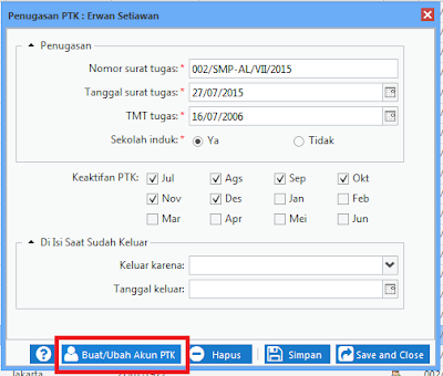 Cara Buat Data Akun PTK