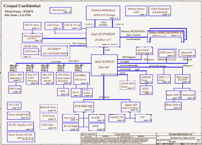 Acer Aspire 9500 COMPAL LA-2781 HDQ70, HDQ71 Free Download Laptop Motherboard Schematics