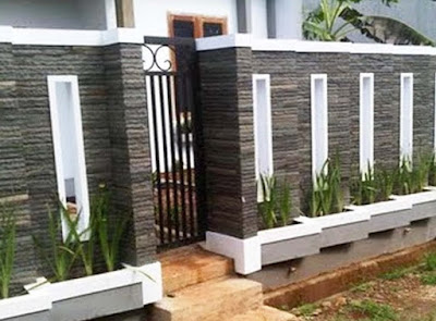 model pagar minimalis dengan batu alam terbaru
