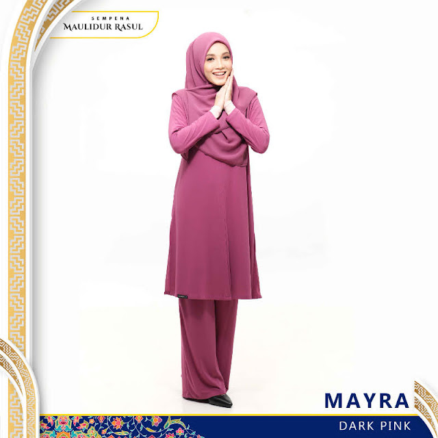 Mayra Jubah Seluar Plain Tanpa Gosok Dark Pink