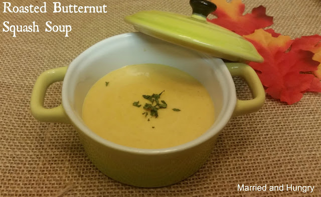 EASY soup recipe. Roast butternut squash simmer with seasonings and chicken stock. Blend, add cream and you're ready to go. #fall #soup #recipe