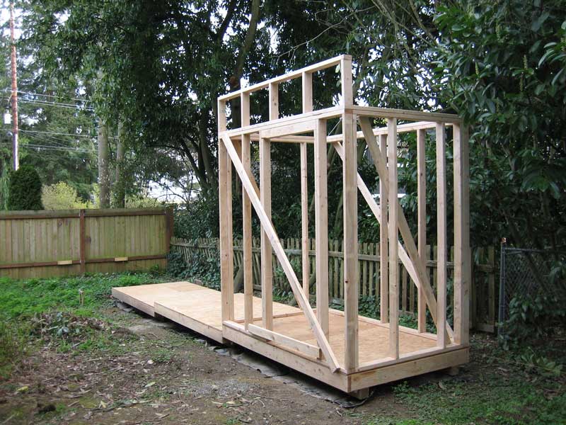 The shed will have a shed roof that will pitch form the front to the 