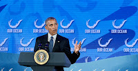 President Obama speaks at the Our Ocean conference at the State Department yesterday. He established the first national marine monument in the Atlantic Ocean. (Photo Credit: AP Image) Click to Enlarge.