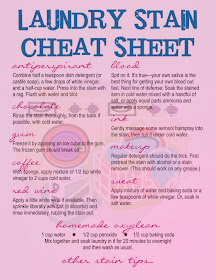 Laundry Stain Cheat Sheet