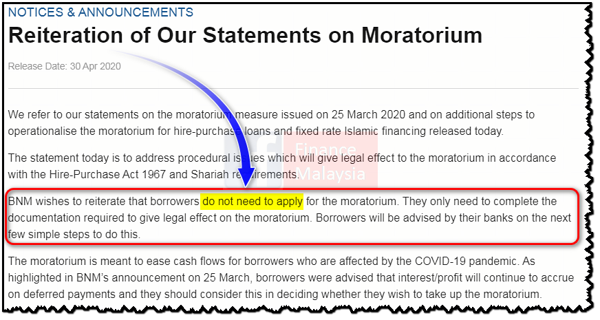 Finance Malaysia Blogspot A Big U Turn On Moratorium For Hire Purchase Loans 30 April 2020