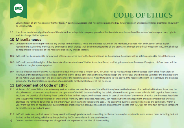 Code of Ethics IMC Business Plan