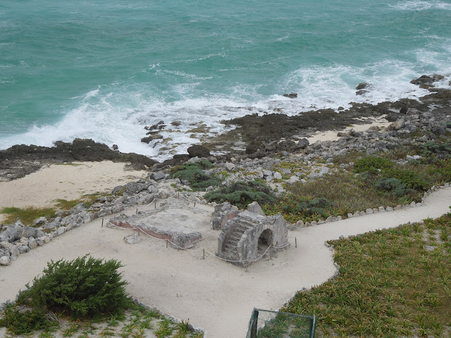 view of Mayan ruins from the lighthouse