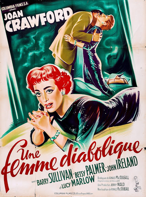 UNE FEMME DIABOLIQUE. Cartel grande: 120 x 160 cms. Francia. Arte: Boris Grinsson. Imprenta: Bedos et C., París. LA ABEJA REINA. Queen Bee. 1955. Estados Unidos. Dirección: Ranald MacDougall. Reparto: Joan Crawford, Barry Sullivan, Betsy Palmer, John Ireland, Lucy Marlow, William Leslie, Fay Wray, Katherine Anderson, Tim Hovey, Linda Bennett.