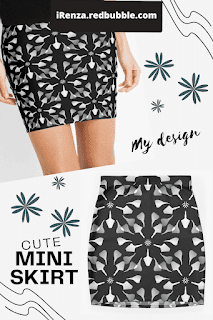 White mandala pattern Mini Skirt.