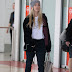 Eugenie Bouchard in Black Leggings & White T-Shirt at Melbourne Airport