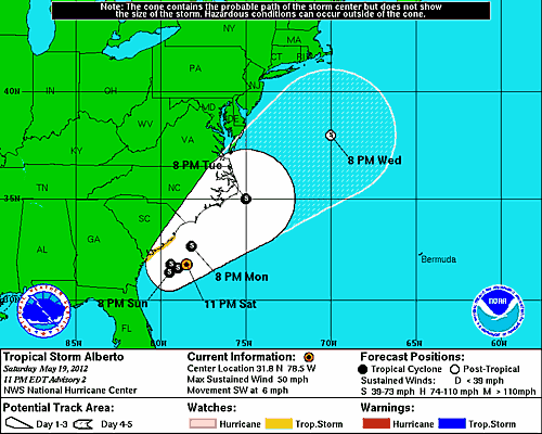 Tropical Storm Alberto Forms