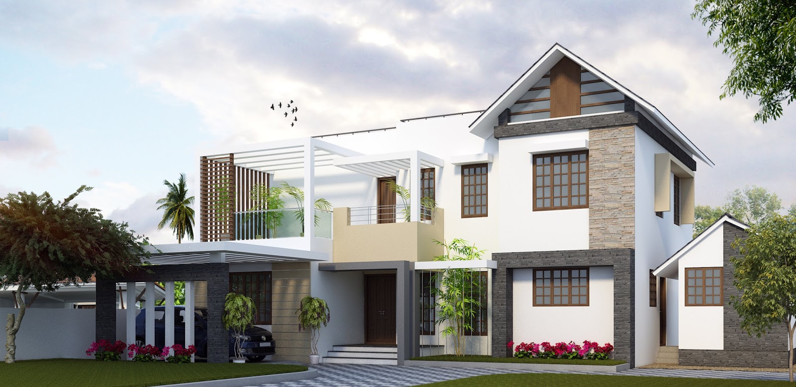 Contemporary Kerala home design new modern houses mix style