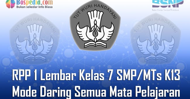 Lengkap Rpp 1 Lembar Kelas 7 Smp Mts K13 Mode Daring Semua Mata Pelajaran Bospedia