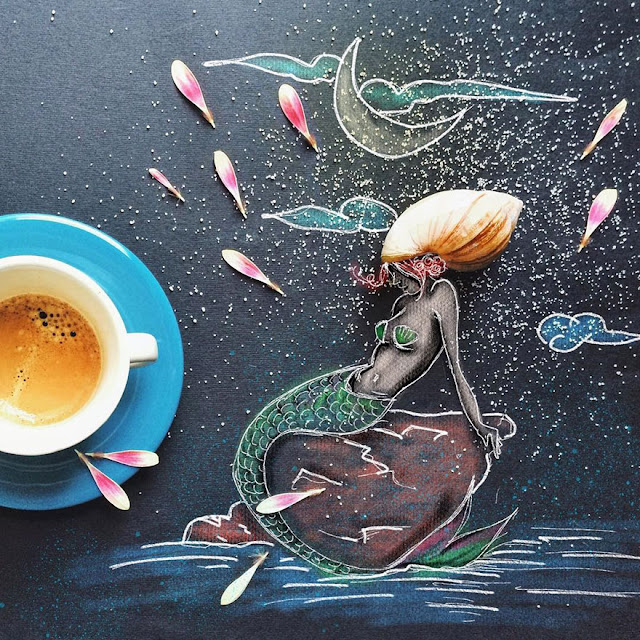 cute illustrations with a cup of coffee