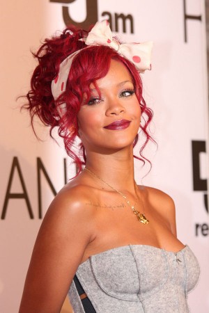 rihanna red hair long 2010. rihanna only girl dresses.