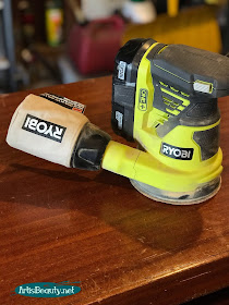 RYOBI CORDLESS PALM SANDER RANDOM ORBITAL MODERN FARMHOUSE DRESSER MAKEOVER