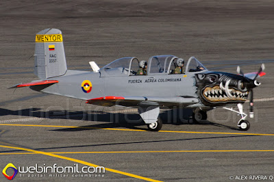 Avión de instrucción T-34 Mentor de la Fuerza Aérea Colombiana