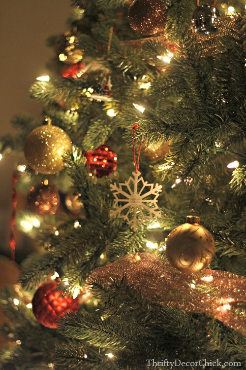 brown, gold and red ornaments