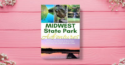 Midwest State Park Adventures book sitting on pink boards