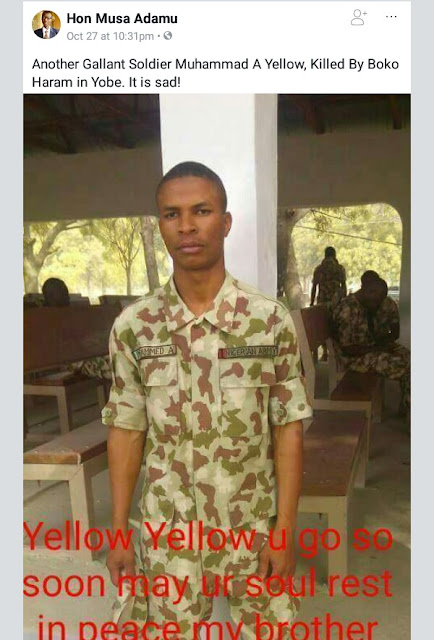 Photo of another young soldier killed by Boko Haram in Yobe State