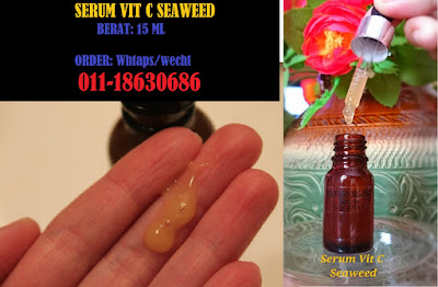 SERUM VIT C SEAWEED, SERUM VITAMIN C SEAWEED,SERUM RUMPAI LAUT SKINCARE, Serum vitamin C Seaweed  ini merupakan produk perawatan kulit yang Bermasalah seperti jeragat, jerawat, berminyak , tompok2 hitam dan juga  berguna memperlambat proses penuaan