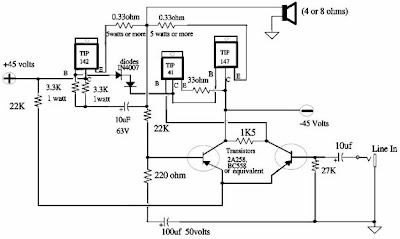 Simple 150 Watt Power Amplifier Circuit