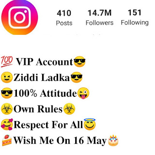 Instagram vip bio, instagram vip bio for boys, instagram vip bio for girls, instagram vip bio for love, instagram vip bio for gangster, instagram bio