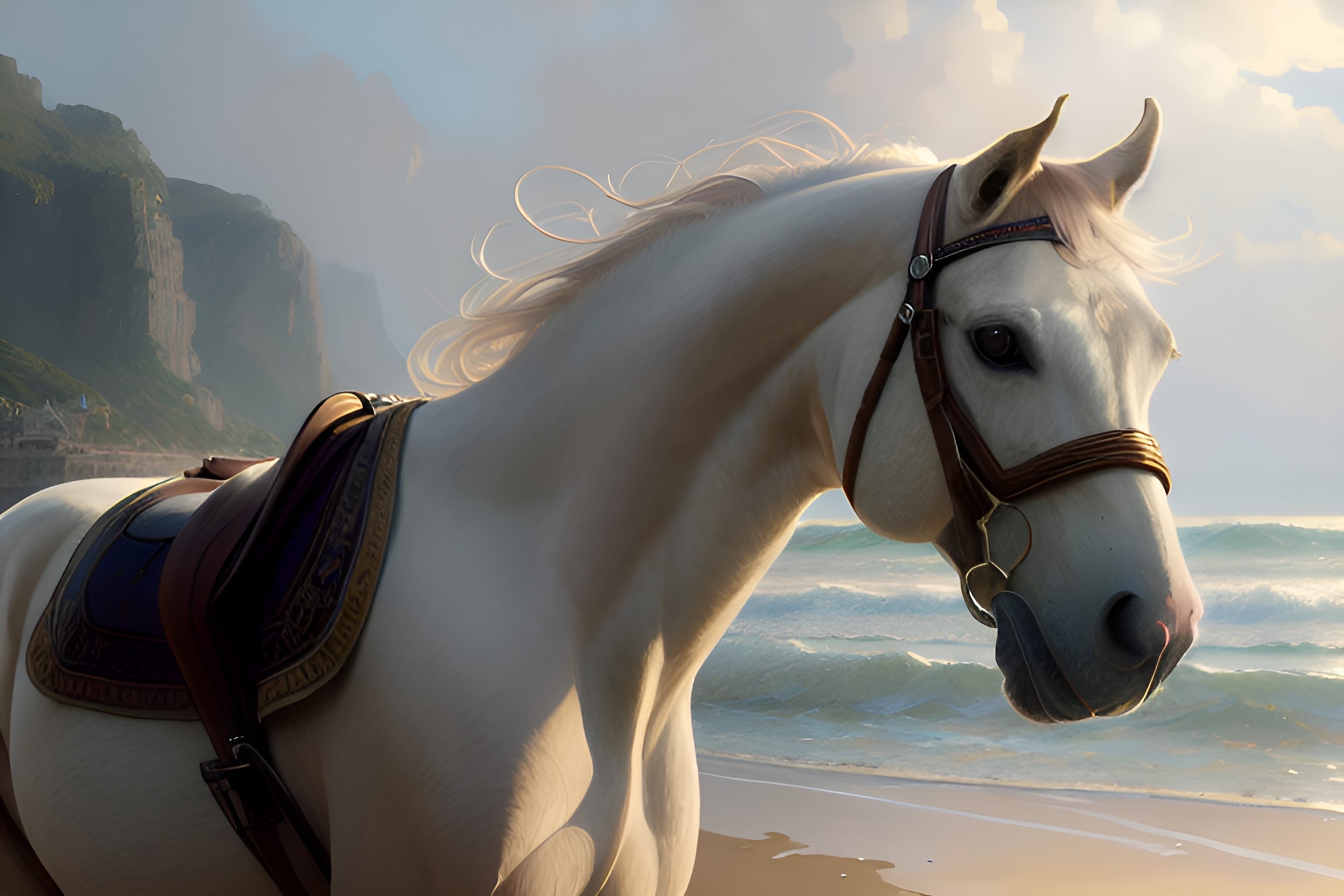 Horse and sea water illustration