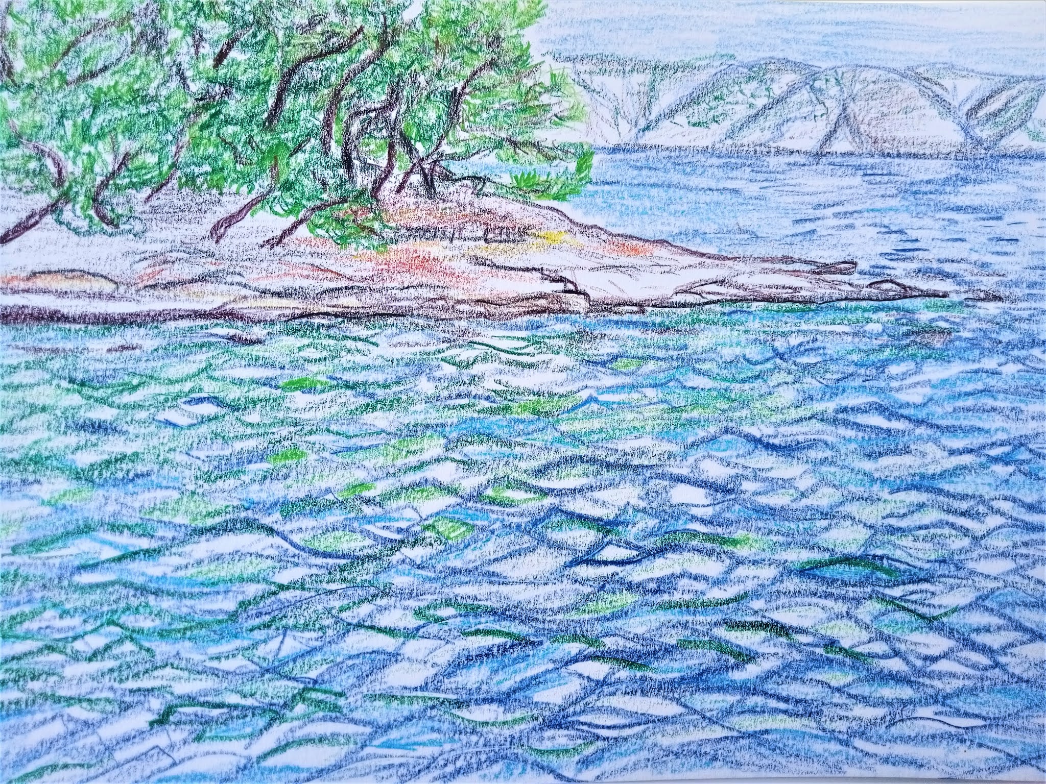 TWO NEW SEASCAPES: WATERCOLOUR PENCIL ON PAPER (JELSA, ISLAND HVAR) #modaodaradosti