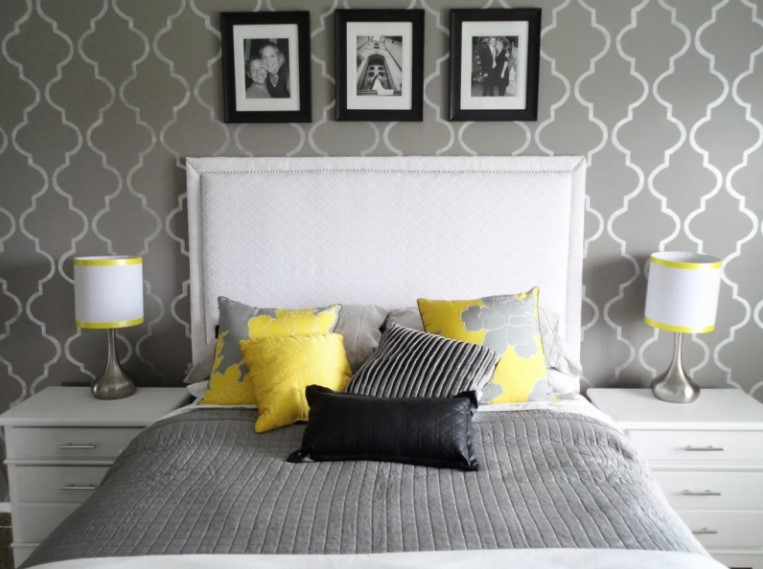 grey two colour combination for bedroom walls