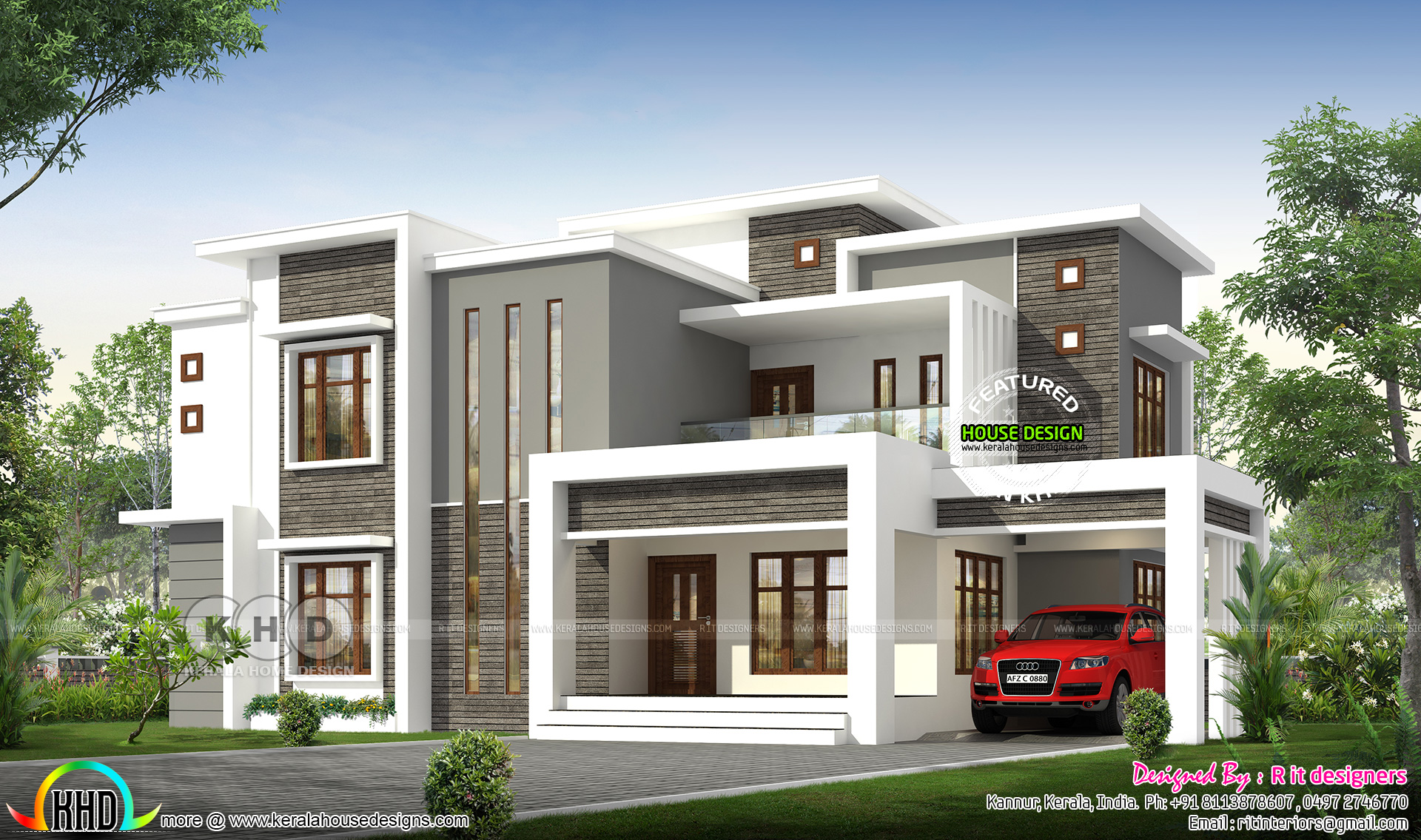 2496 sq ft flat roof modern  contemporary  Kerala  house  