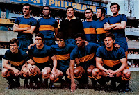 Club Atlético BOCA JUNIORS - Buenos Aires, Argentina - Temporada 1970 - Rogel, Meléndez, Roma, Suñé, Madurga y Ovide; Coch, Savoy, Angel Rojas, Orlando Medina y Peña - Ganador del Campeonato Nacional, 2º del año de la 1ª División argentina, en 1970