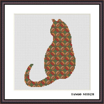 3D ornament cat cute animals kitten cross stitch embroidery - Tango Stitch
