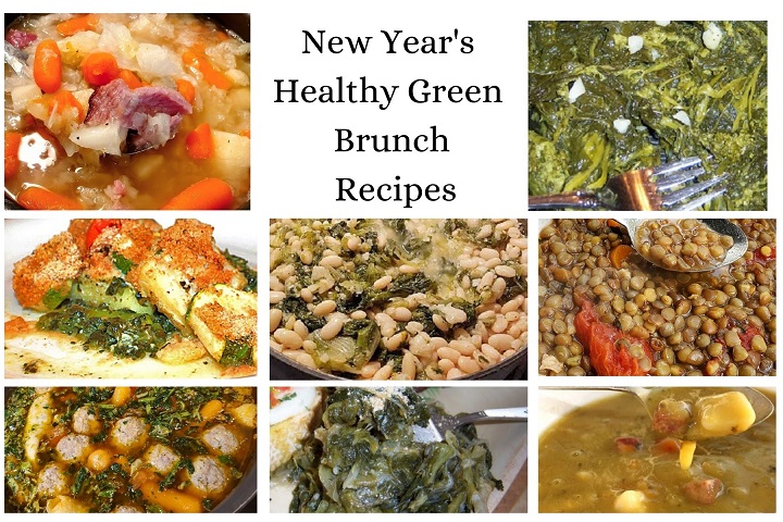 this is a collage of green lucky recipes that resemble money for New Year's Day