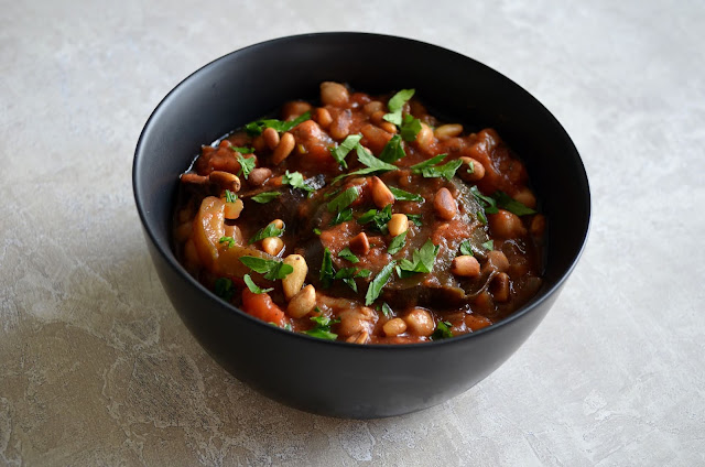 Vegan aubergine and chickpea stew