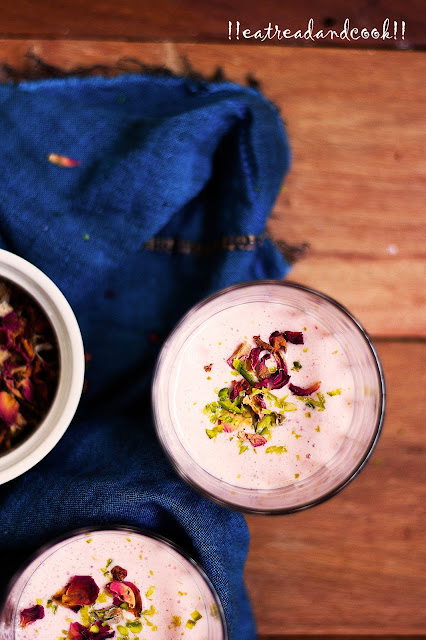 how to make Gulkand Lassi / Dried Rose Petals Lassi recipe and preparation