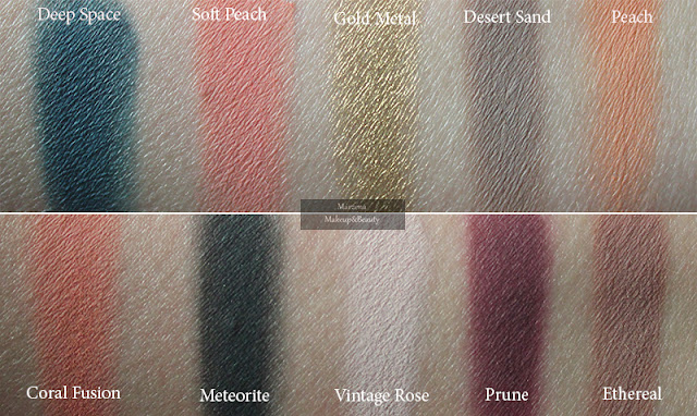 melkior-professional-eyeshadows-matt-metallic-deep-space-peach -gold-metal-desert-sand-coral-fusion-ethereal-prune-soft-peach-meteorite-vintage-rose