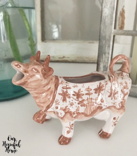 farmhouse cow creamer Portugal Berardos painted brown